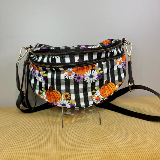 The Roni Nylon Crossbody - Halloween Fall Plaid Pumpkin Floral