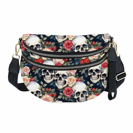 The Roni Nylon Crossbody - Skull Floral