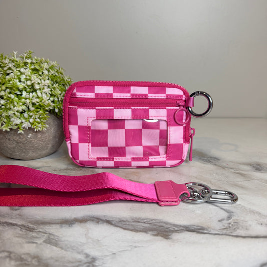 Rue - Nylon Wristlet Wallet - Hot Pink Check