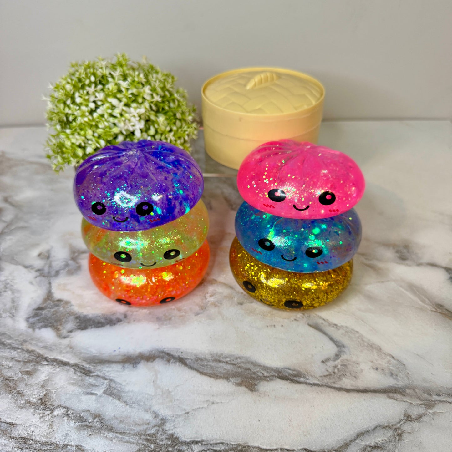 Squishy Toy - Viral Dumpling, Slow Rise Glitter - Blue