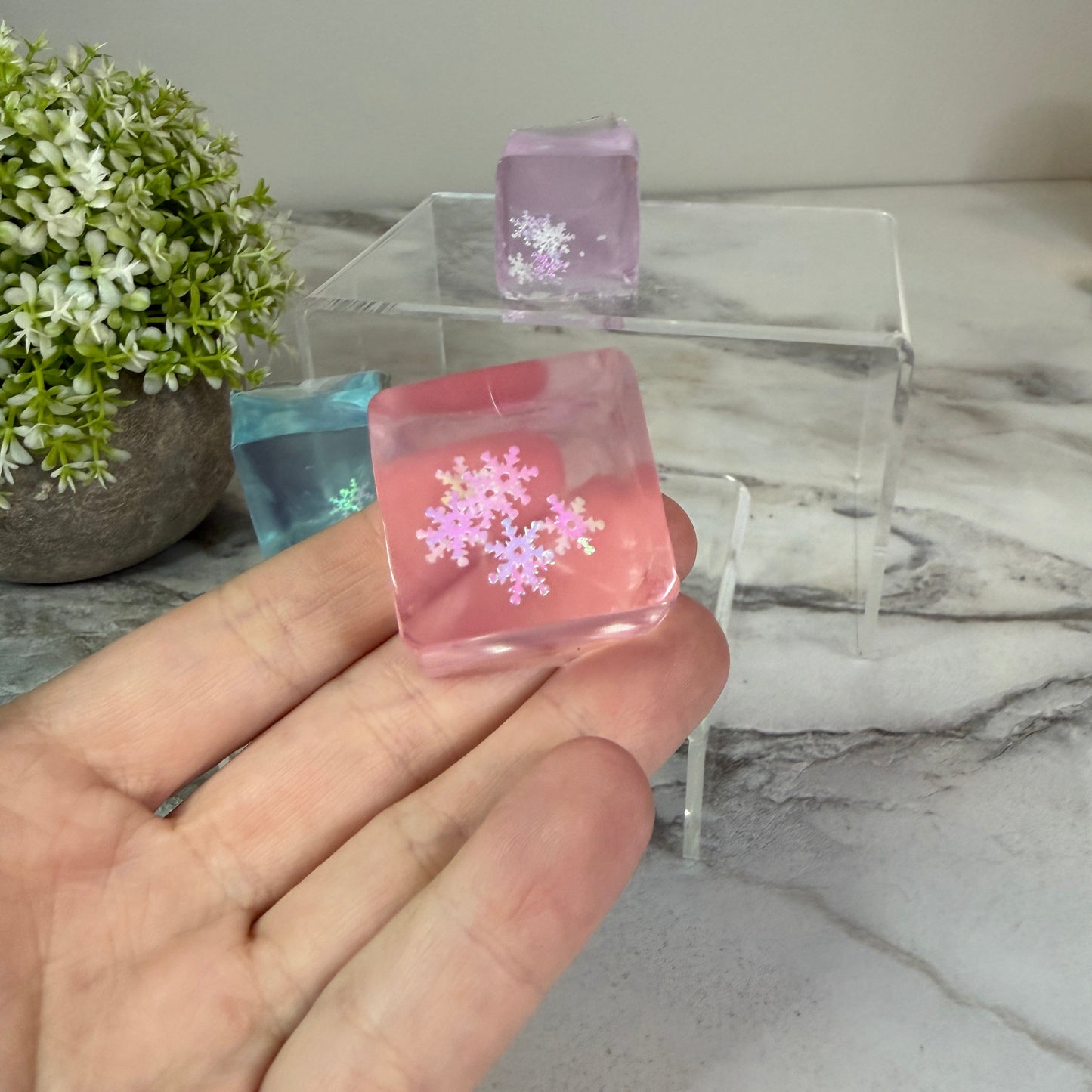Squishy Toy - Ice Cube Snowflake-on hand