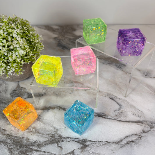 Squishy Toy - Square Glitter Cube-on hand