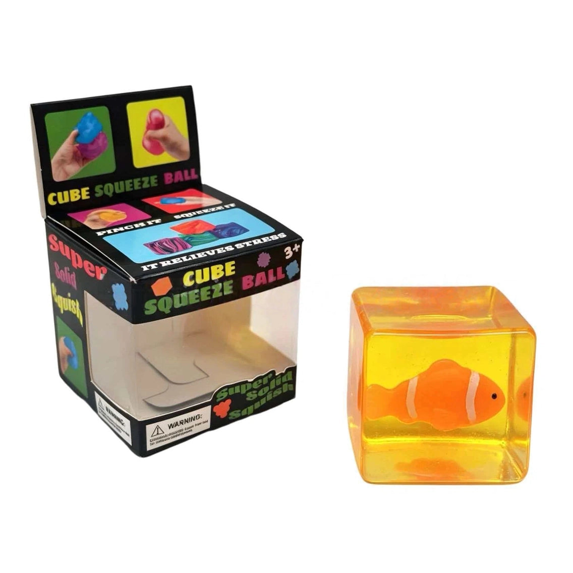 Squishy Toys - Glow-in-the-Dark Clown Fish Cube-on hand