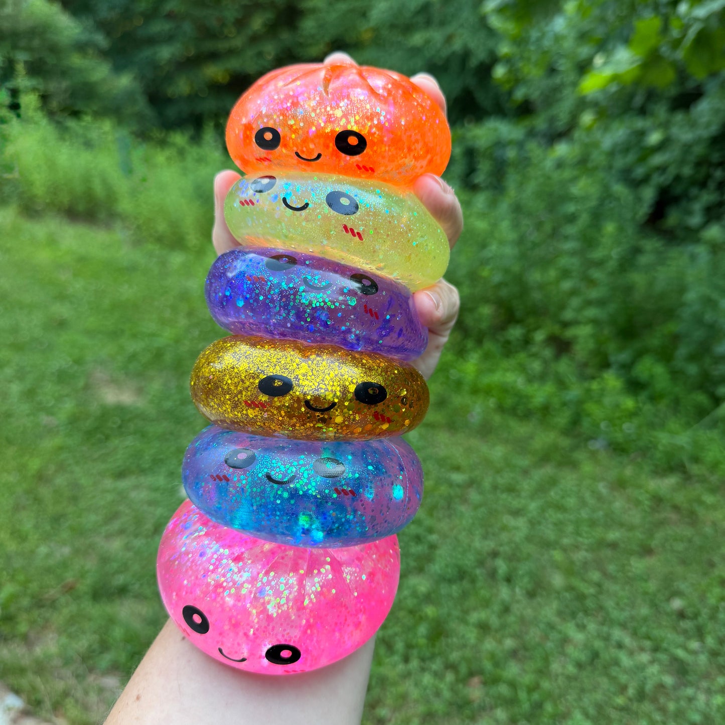 Squishy Toy - Viral Dumpling, Slow Rise Glitter - Blue