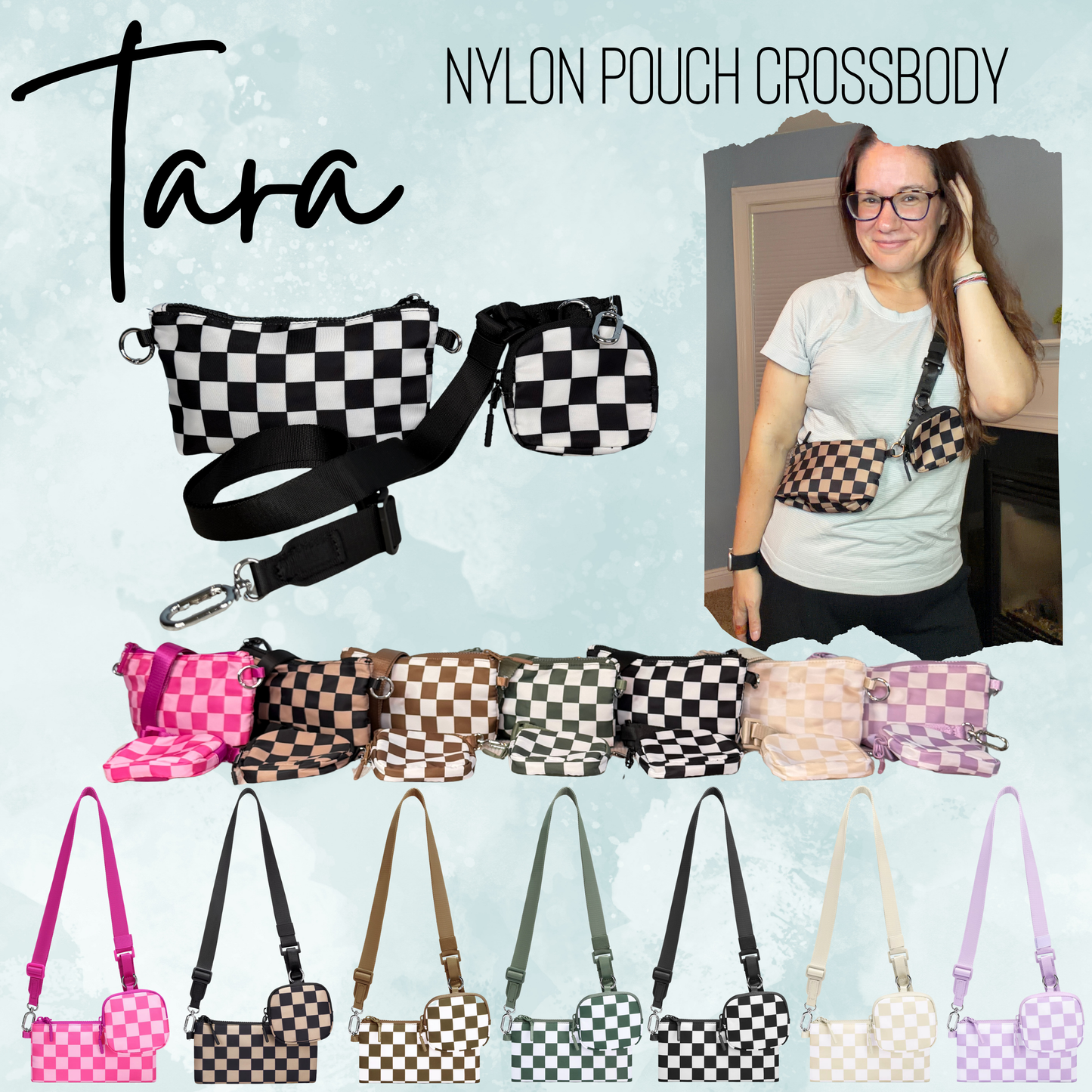 Tara - Double Pouch Nylon Crossbody
