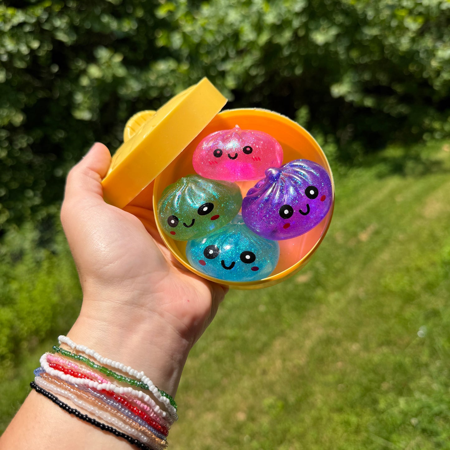 Squishy Toy - Mini Dumpling, Slow Rise Glitter - 4 PACK!
