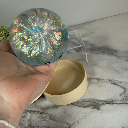 Squishy Toy - Viral Dumpling, Slow Rise Glitter - Light Blue-on hand