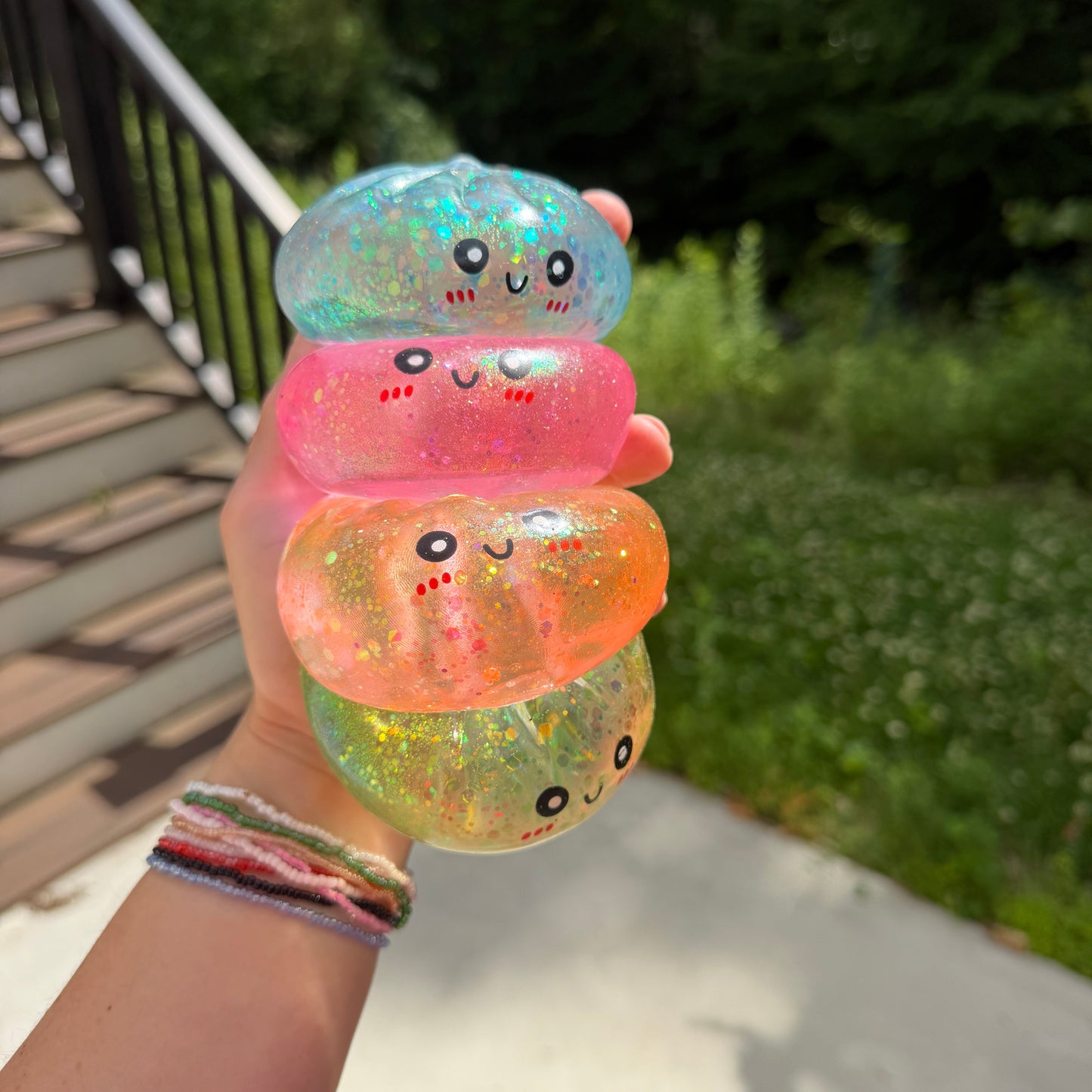 Squishy Toy - Viral Dumpling, Slow Rise Glitter - Light Blue-on hand