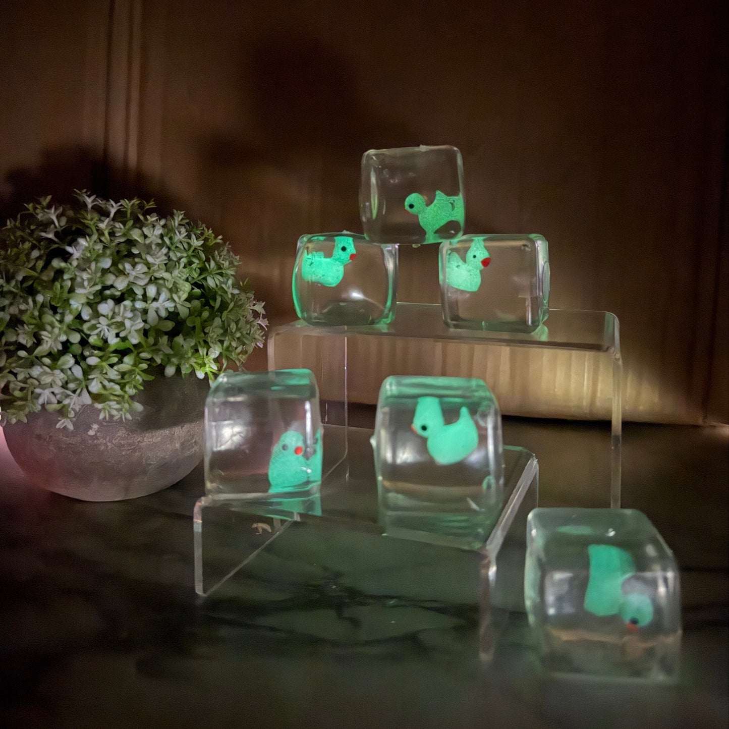 Squishy Toy - Ice Cube Glow In The Dark Duck-on hand