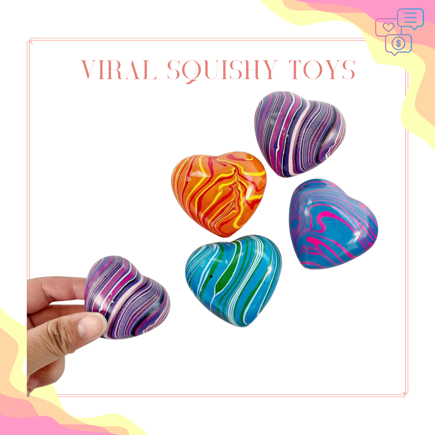 Squishy Toy - Heart, Marble-on hand